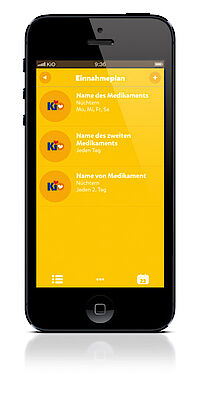 KiO-App auf Mobiltelefon